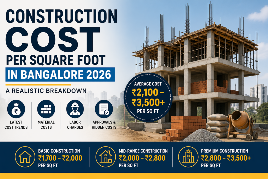Construction Cost per Square Foot in Bangalore 2026: A Realistic Breakdown